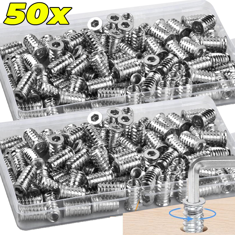 Furniture Hardware Threaded Inserts - صواميل خشبية ملولبة 10/50x، صواميل من