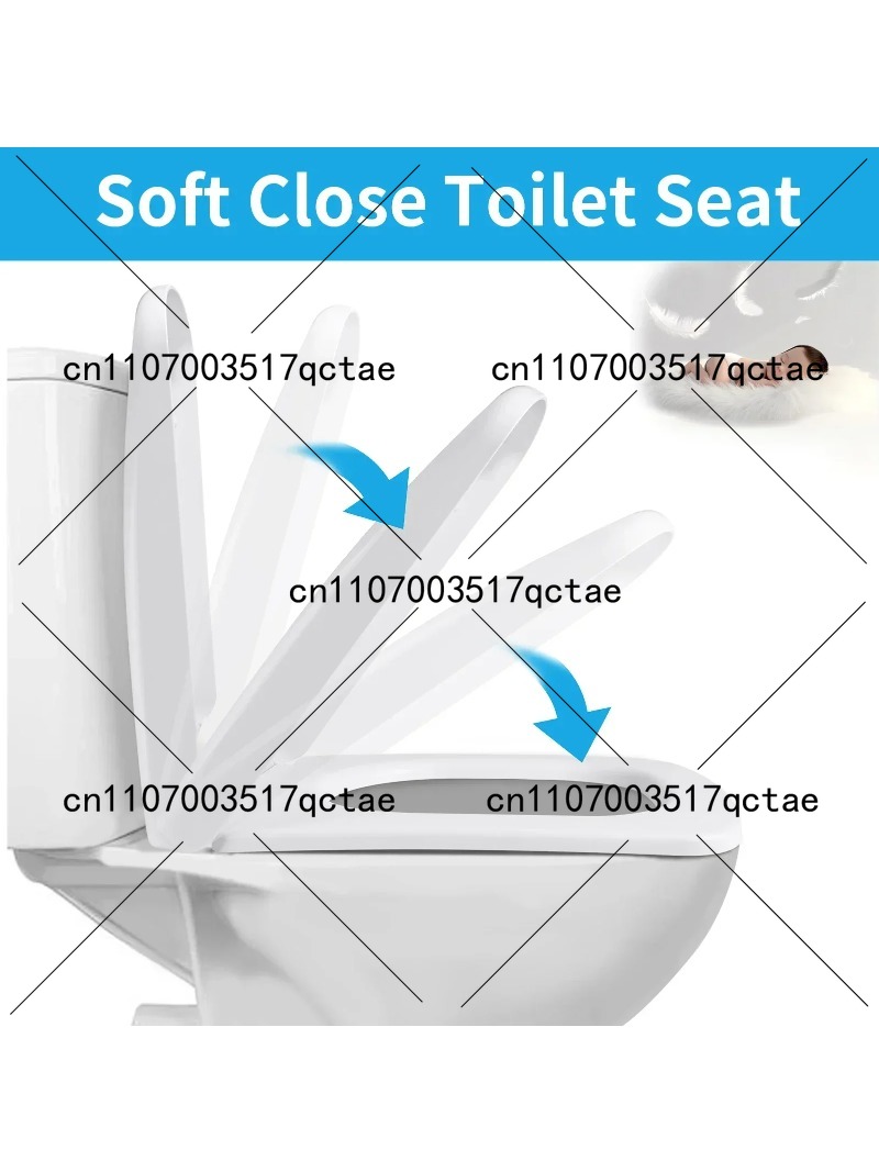 Soft Close Hinge - مقعد مرحاض مربع الشكل، متين، ذو