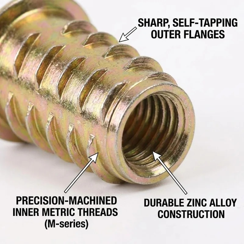 صواميل ملولبة M4 M5 M6 M8 للأث - مراجعة Furniture Hardware Threaded Inserts وسعره