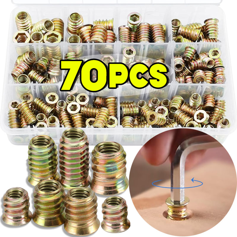 70 قطعة طقم صواميل إينتيرلوك ( - مراجعة Furniture Hardware Threaded Inserts وسعره