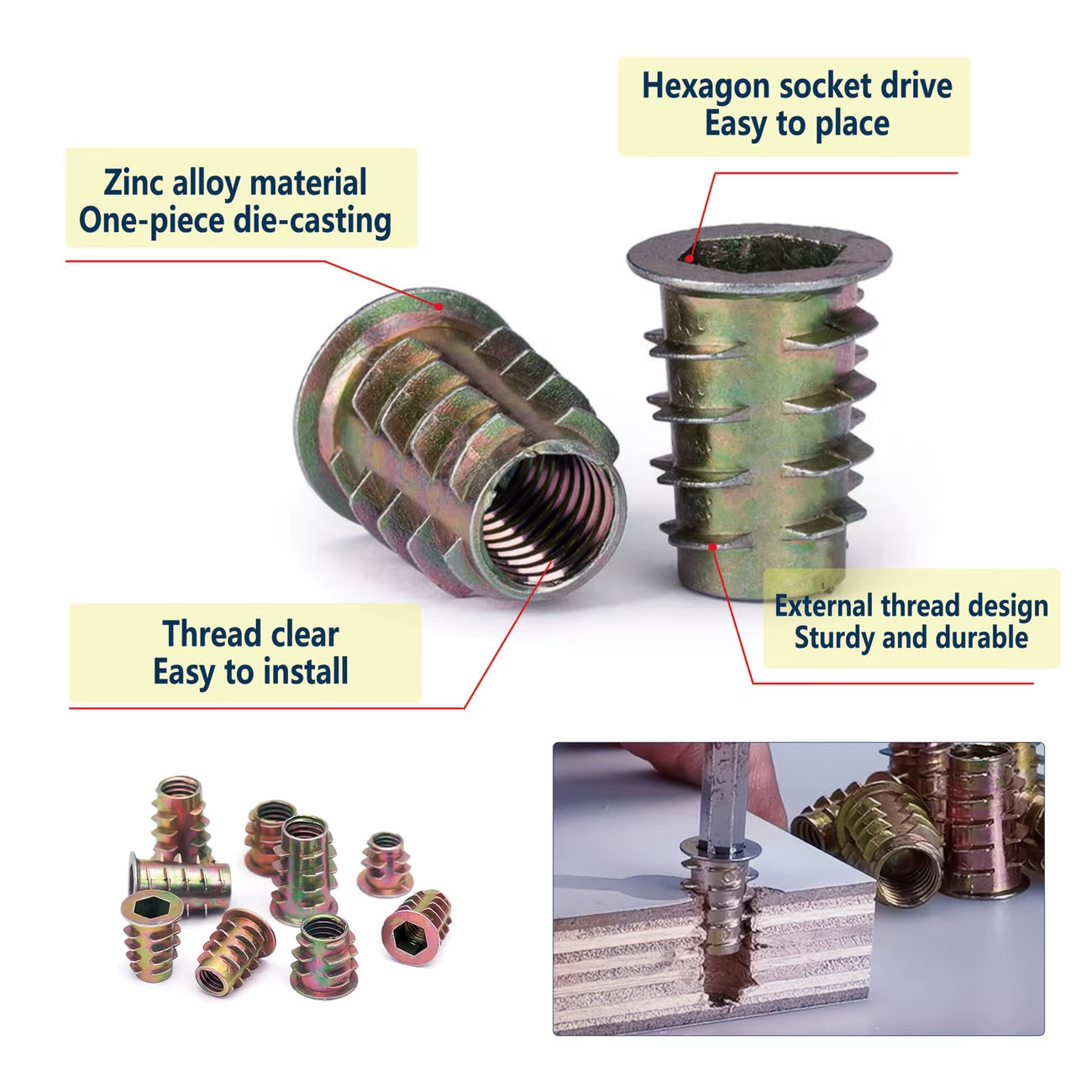 70 قطعة طقم صواميل إينتيرلوك ( - مراجعة Furniture Hardware Threaded Inserts وسعره